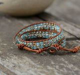 CRYSTAL RHINESTONE LAYERED LEATHER WRAP BRACELET