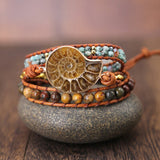 AMMONITE BRACELET WITH JASPER AND AFRICAN TURQUOISE