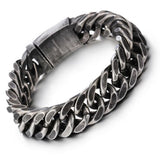 Vintage Brushed and Polished Black Steel Bracelet