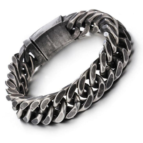 Vintage Brushed and Polished Black Steel Bracelet