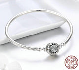 BRIGHT HEART Sterling Silver Snake-Chain Charm Bracelet