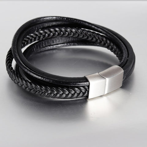 Geometric Leather Multilayer Bracelet
