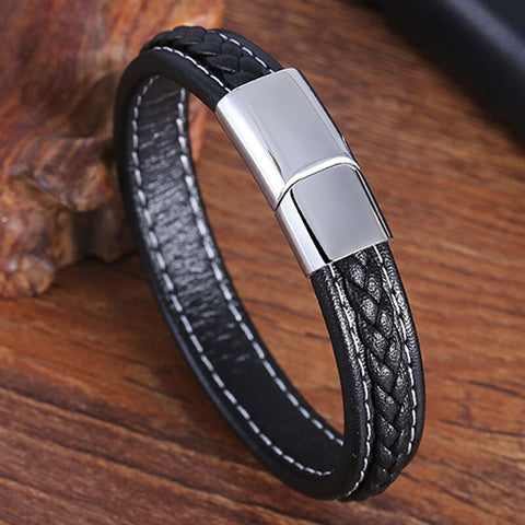 Leather Braid Wristband