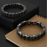 Heavy Brushed Stainless Steel Motorcycle Chain Bracelet