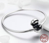 CUTE OWL Sterling Silver Snake-Strand Charm Bracelet