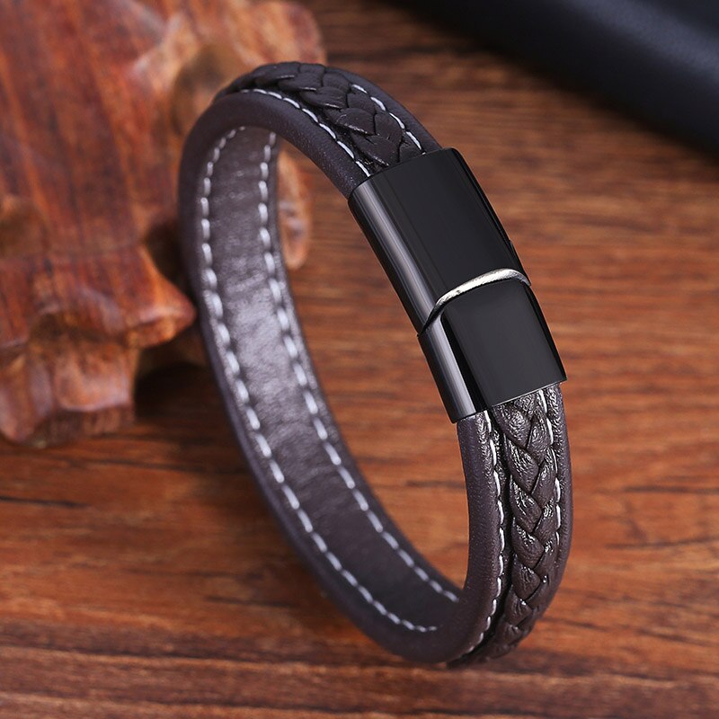 Leather Braid Wristband