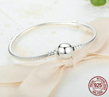 ROUND HEART Sterling Silver Snake-Chain Charm Bracelet