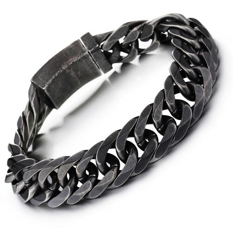 Vintage Brushed Black Steel Bracelet