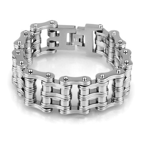 Heavy Stainless Steel Double-width Bike Chain Bracelet