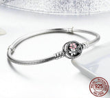 CHERRY BLOSSOM Sterling Silver Snake-Chain Charm Bracelet
