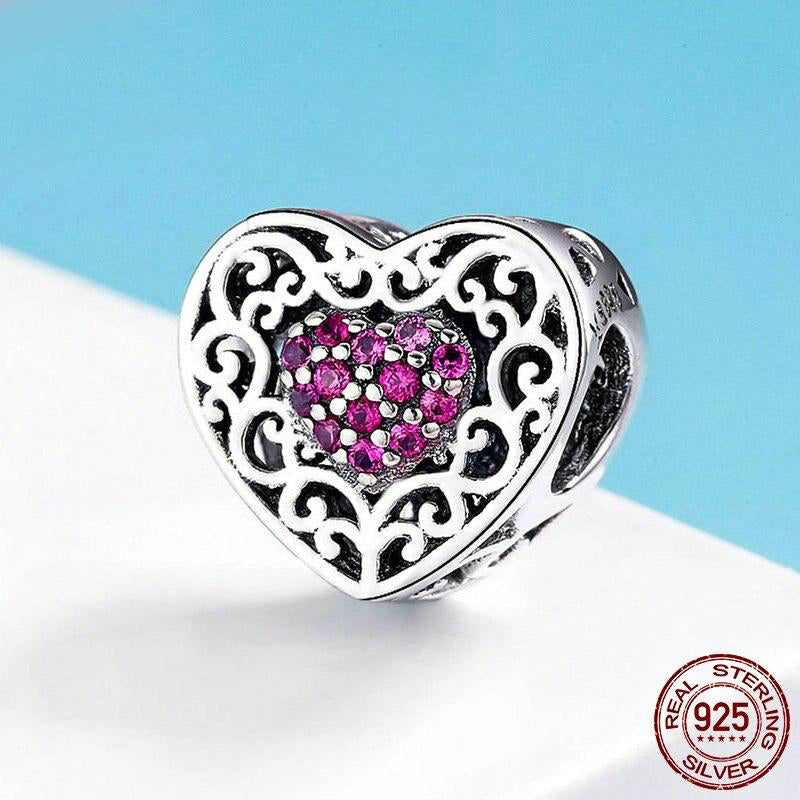 VINTAGE PURPLE HEART Sterling Silver Charm