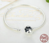 ROUND HEART Sterling Silver Snake-Chain Charm Bracelet