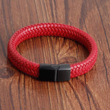 Red Leather Wristband