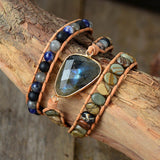WRAP BRACELET WITH LABRADORITE AND JASPERS