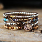FIVE-STRAND TOURMALINE LEATHER WRAP BRACELET
