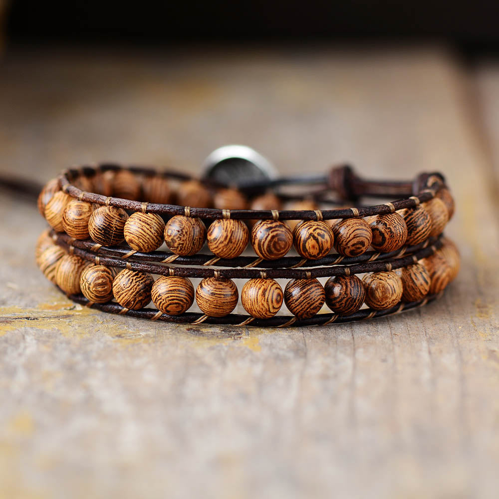 DUAL WOODEN BEAD BRACELET