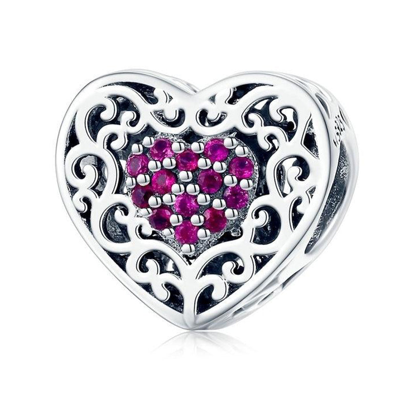 VINTAGE PURPLE HEART Sterling Silver Charm