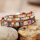 BOHO WRAP BRACELET WITH NATURAL STONES AND CRYSTALS