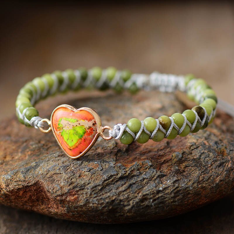 SODALITE OR JADE HEART CHARM BRACELET