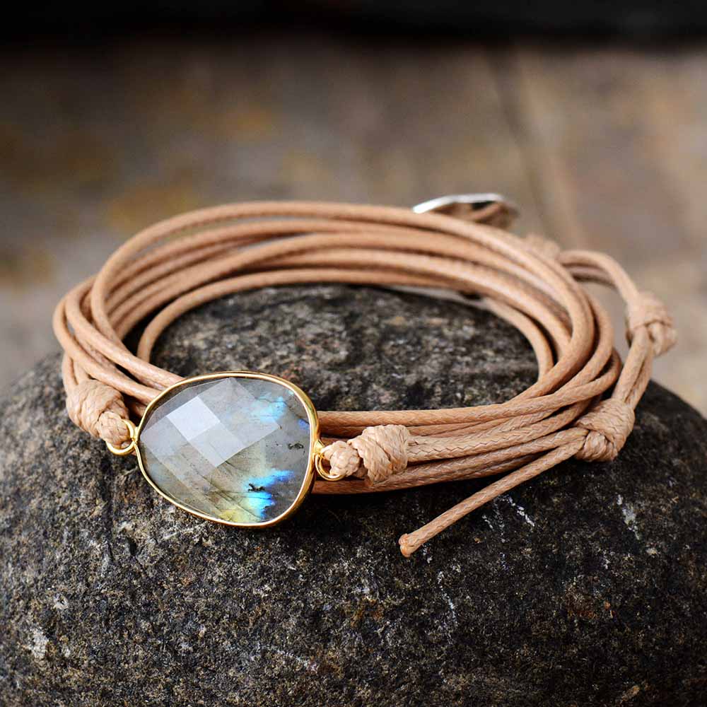 ROPE WRAP BRACELET WITH LABRADORITE