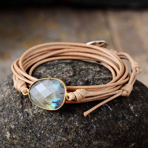 ROPE WRAP BRACELET WITH LABRADORITE
