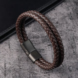 Braided Dual Leather Bracelet with Clasp