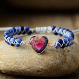 SODALITE OR JADE HEART CHARM BRACELET