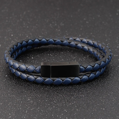 Woven Leather Two-tone Wraparound Bracelet