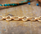 LEATHER WRAP BRACELET WITH JASPER AND CHAIN