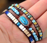 BOHO BRACELET WITH TURQUOISE AND MIXED STONES