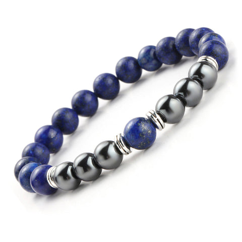 TWO-STONE BRACELET WITH LAPIS LAZULI AND HEMATITE