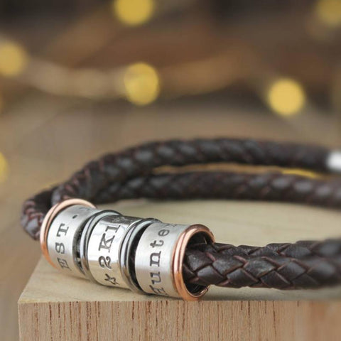 Leather and Silver Story Bracelet