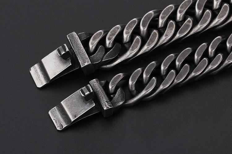 Vintage Brushed and Polished Black Steel Bracelet