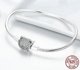 CUTE CAT Sterling Silver Snake-Chain Charm Bracelet