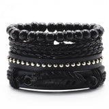 BLACK DIAMOND Multilayer Vintage Leather Wrap Bracelet