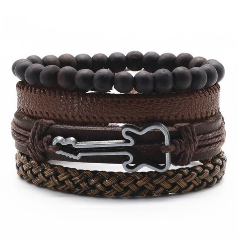 GUITAR MAN Multilayer Vintage Leather Wrap Bracelet