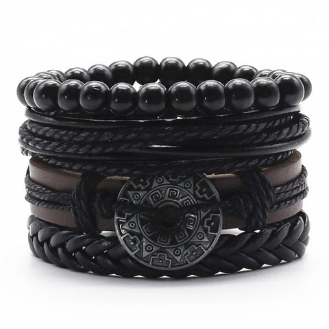 PROTECTOR Multilayer Vintage Leather Wrap Bracelet
