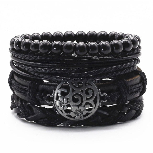 BLACK GOLD Multilayer Vintage Leather Wrap Bracelet