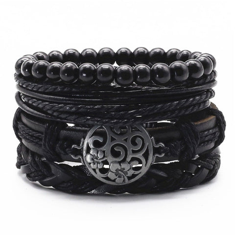 BLACK GOLD Multilayer Vintage Leather Wrap Bracelet