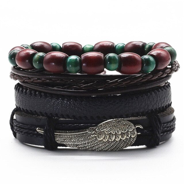 WIND RIDER Multilayer Vintage Leather Wrap Bracelet