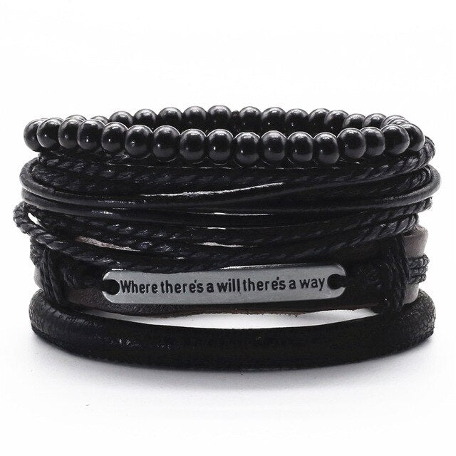 DARK WILL Multilayer Vintage Leather Wrap Bracelet