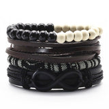 BLACK INFINITY Multilayer Vintage Leather Wrap Bracelet