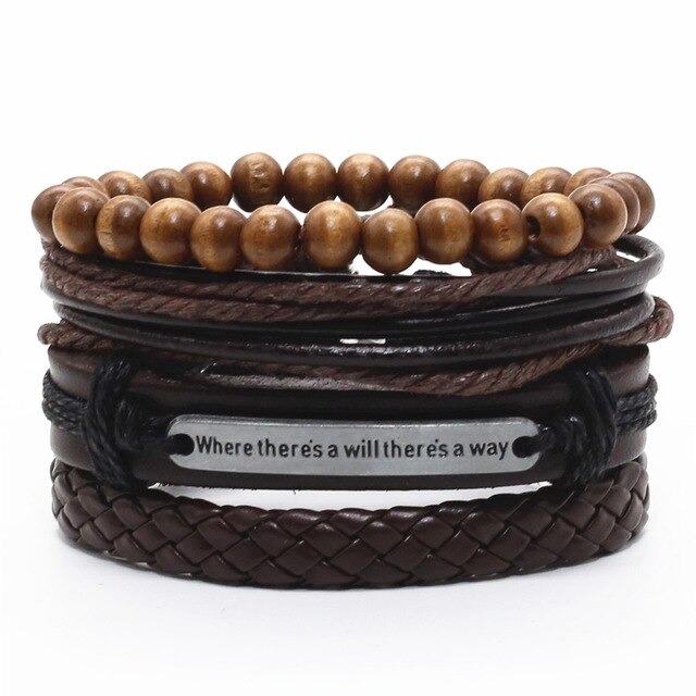 WHERE THERE'S A WILL Multilayer Vintage Leather Wrap Bracelet