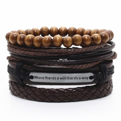 WHERE THERE'S A WILL Multilayer Vintage Leather Wrap Bracelet