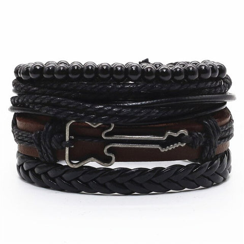 FEAR OF THE DARK Multilayer Vintage Leather Wrap Bracelet