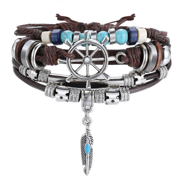 VOYAGER Multilayer Vintage Leather Wrap Bracelet