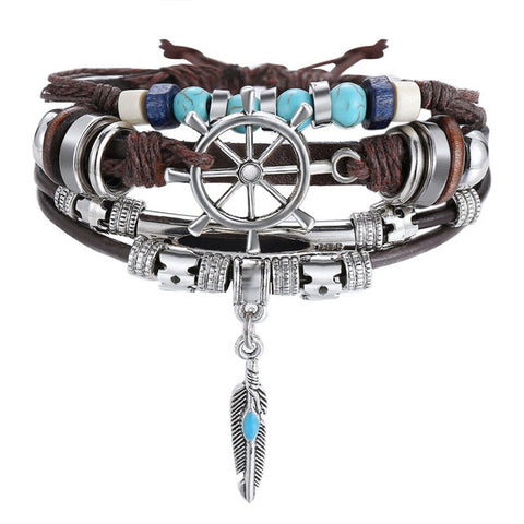 VOYAGER Multilayer Vintage Leather Wrap Bracelet