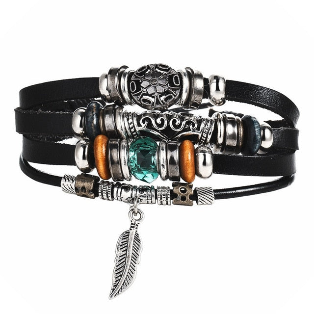 PIRATE'S TREASURE Multilayer Vintage Leather Wrap Bracelet