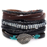 SWEET LEAF Multilayer Vintage Leather Wrap Bracelet