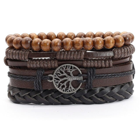 DARK SHADE Multilayer Vintage Leather Wrap Bracelet